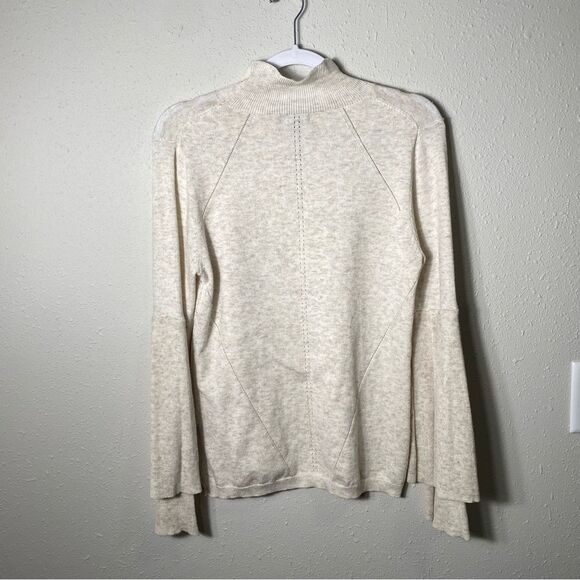 Knyt & Lynk Cream Colored Mock Neck Sweater Double Bell Sleeves Women's Size Med - Picture 7 of 12